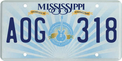 MS license plate AOG318