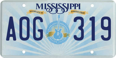 MS license plate AOG319