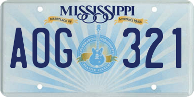 MS license plate AOG321