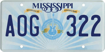 MS license plate AOG322
