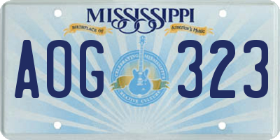 MS license plate AOG323