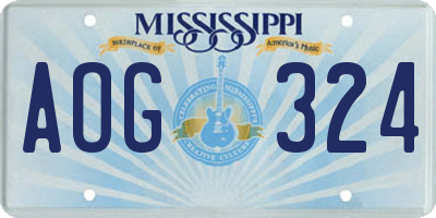 MS license plate AOG324