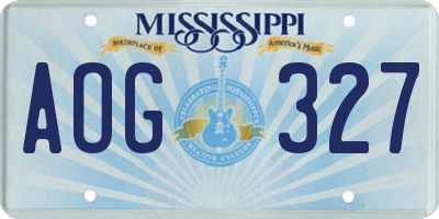 MS license plate AOG327