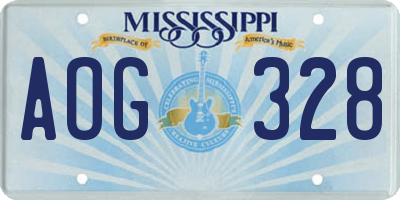 MS license plate AOG328