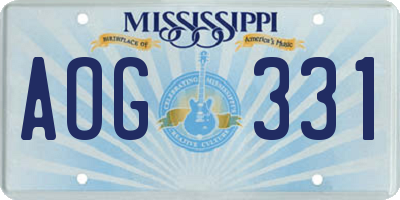 MS license plate AOG331