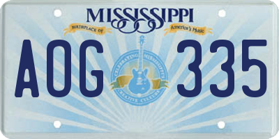 MS license plate AOG335