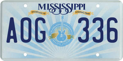 MS license plate AOG336