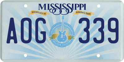MS license plate AOG339