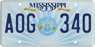 MS license plate AOG340