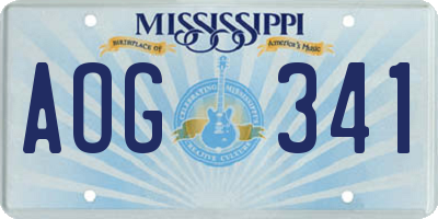 MS license plate AOG341