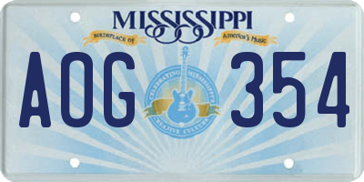 MS license plate AOG354