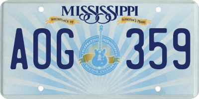 MS license plate AOG359