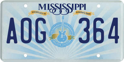MS license plate AOG364