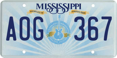MS license plate AOG367