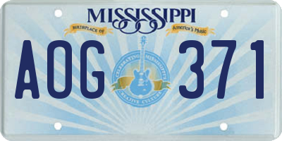 MS license plate AOG371