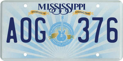 MS license plate AOG376