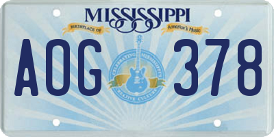 MS license plate AOG378