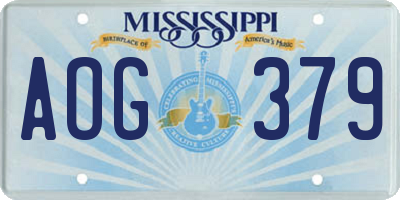 MS license plate AOG379