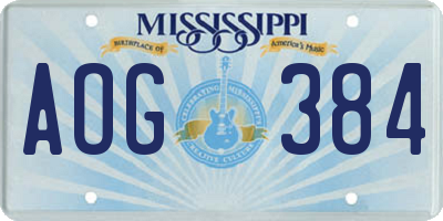 MS license plate AOG384