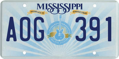MS license plate AOG391