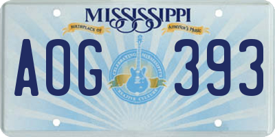 MS license plate AOG393