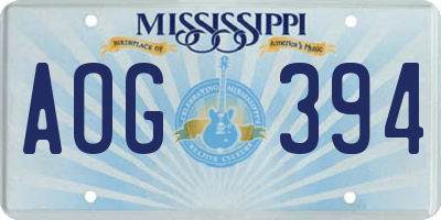 MS license plate AOG394