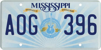 MS license plate AOG396