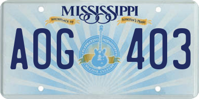 MS license plate AOG403