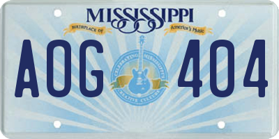 MS license plate AOG404