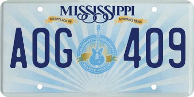 MS license plate AOG409