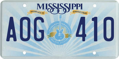 MS license plate AOG410