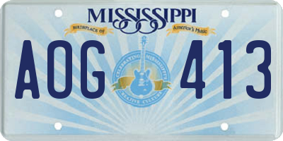 MS license plate AOG413