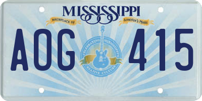MS license plate AOG415
