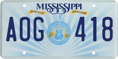 MS license plate AOG418