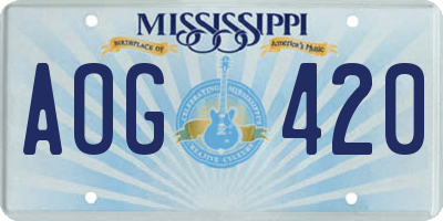 MS license plate AOG420