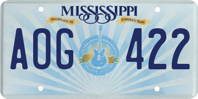 MS license plate AOG422