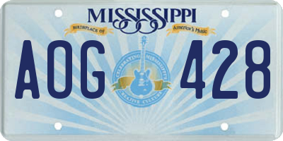MS license plate AOG428