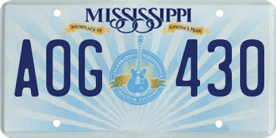 MS license plate AOG430