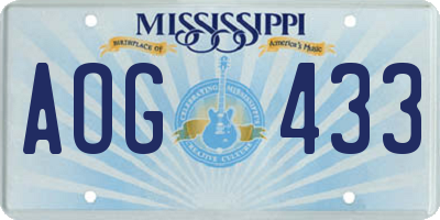 MS license plate AOG433