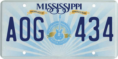 MS license plate AOG434