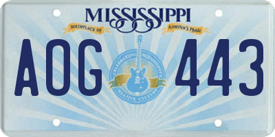 MS license plate AOG443