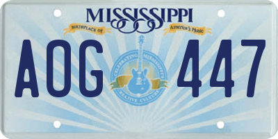 MS license plate AOG447