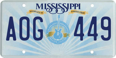 MS license plate AOG449