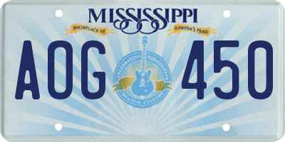 MS license plate AOG450