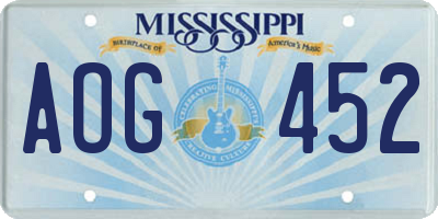 MS license plate AOG452