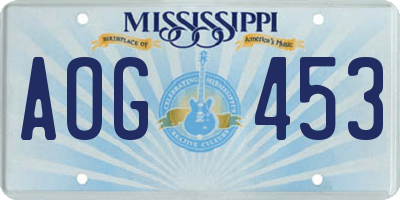 MS license plate AOG453