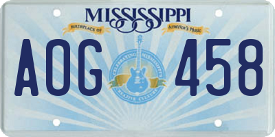 MS license plate AOG458