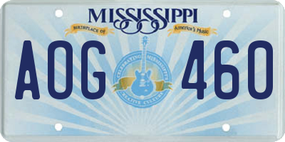 MS license plate AOG460