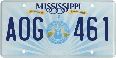 MS license plate AOG461