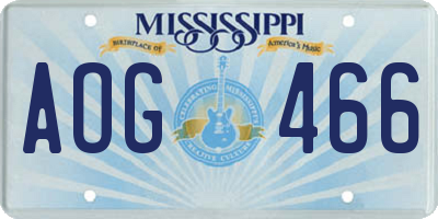 MS license plate AOG466